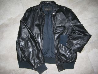 Vintage Black Leather Grunge Ripped Bomber Motorcycle Wilson Jacket Cracked 50