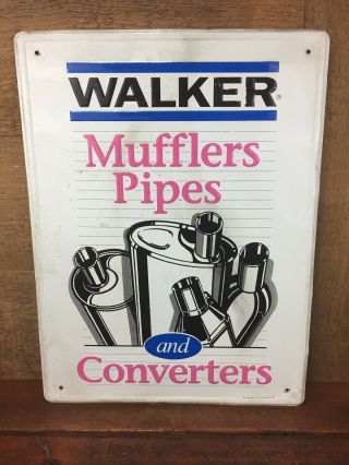 Vintage Walker Mufflers Embossed Metal Advertising Sign Stout Sign Co.