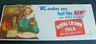 Nos Vintage 1950 Rc Cola Cardboard Point Of Advertising Mona Freeman Nr