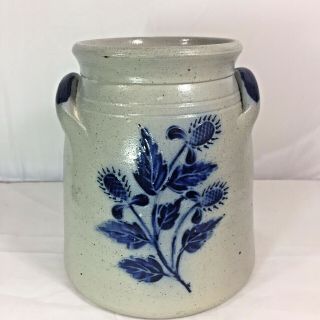 Vintage Eldreth 2007 Signed And Initial Stoneware Crock Salt Glazed Raised