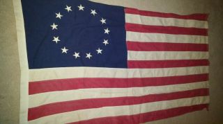 Vtg.  American Flag 13 Star Sewn Cloth " Betsy " Bulldog Bunting - Made In Usa