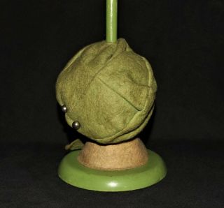 VINTAGE GERMAN Paper - Mache Doll Head Felt Clothes GREEN WOOD BOUDOIR HAT STAND 8