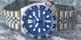 Vintage Seiko Diver 6309 - 729a Blue Slim Turtle Automatic Men 