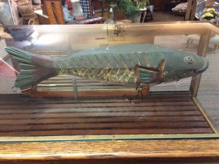 Vintage Alaskan Ice Fishing Decoy 15” Lure Hand Carved And Painted