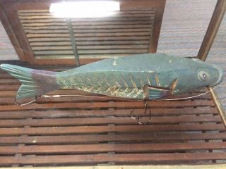 Vintage Alaskan Ice Fishing Decoy 15” Lure Hand carved and Painted 2
