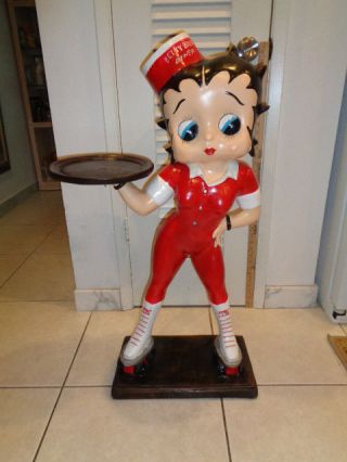 Rare Betty Boop Life Size On Roller Skates Waitress/butler Statue (36 By 21 By 9 "