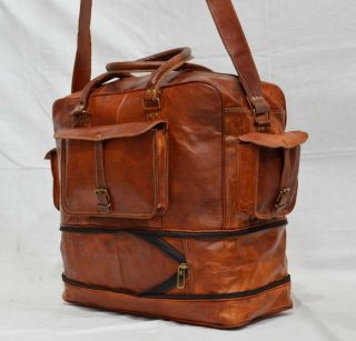 Handmade Large Vintage Leather Luggage Duffle Travel Weekend Overnight Sport Bag