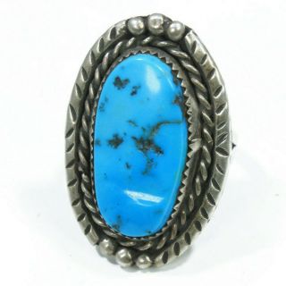 Turquoise Ring Vintage Old Pawn Native American Navajo Womens Jewelry Large