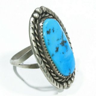 Turquoise Ring Vintage Old Pawn Native American Navajo Womens Jewelry Large 2
