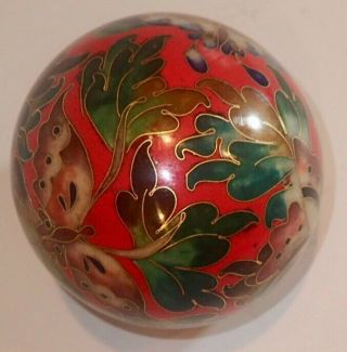 Vintage Robert Kuo Cloisonne Paperweight Butterflies 2.  5 " Tall Signed Ck0497