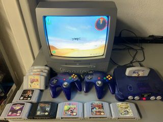 Grape Purple Nintendo 64 N64 Console System Funtastic Atomic Rare W/ 11 Games 11