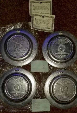 EXTREMELY RARE VINTAGE 1976 100 YEARS OF TELEPHONY PEWTER PLATES SET 513 2