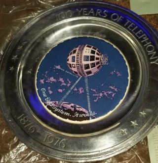 EXTREMELY RARE VINTAGE 1976 100 YEARS OF TELEPHONY PEWTER PLATES SET 513 4