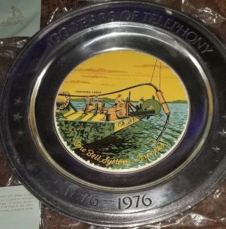 EXTREMELY RARE VINTAGE 1976 100 YEARS OF TELEPHONY PEWTER PLATES SET 513 6