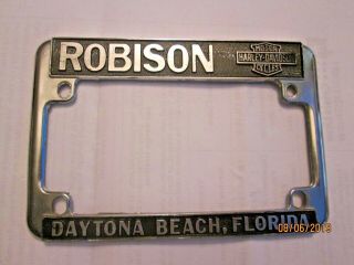 Vintage Daytona Beach Harley Robison Motorcycle Metal License Plate Frame Ama