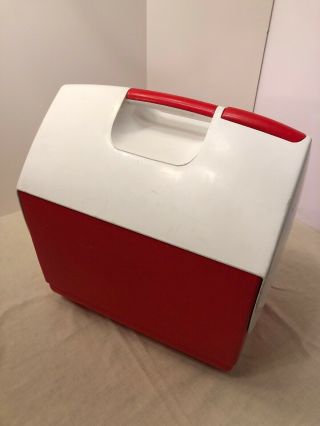 Large VINTAGE IGLOO PLAYMATE PLUS Red White COOLER WITH HANDLE 4