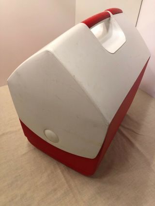 Large VINTAGE IGLOO PLAYMATE PLUS Red White COOLER WITH HANDLE 5