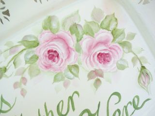 byDAS ANGELIC PINK ROSE TRAY PLAQUE hp hand painted chic shabby vintage cottage 8