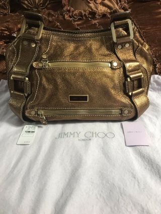 Jimmy Choo Brass Mahala Bag 100 Authentic Rare Hard To Find Color 1475$ Retail
