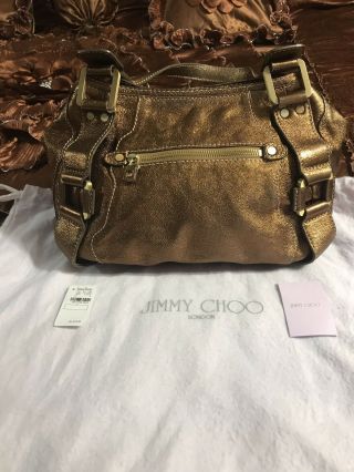 Jimmy Choo Brass Mahala Bag 100 Authentic Rare Hard To Find Color 1475$ Retail 2