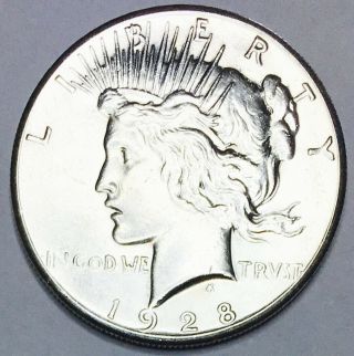 1928 Peace Dollar Ultra Gem Bu,  Rare Date Find So Scarce 3082