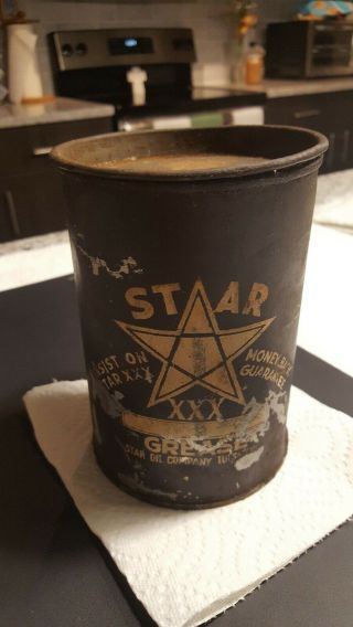 Old Rare Vintage Star Xxx Star Oil Company Tulsa Oklahoma Ok Grease Can