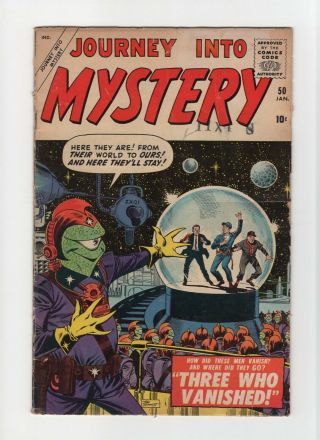 Journey Into Mystery 50 Vintage Marvel Comic Alien Cover Golden Age 10c