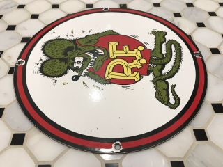 VINTAGE RAT FINK PORCELAIN SIGN HOT ROD ED 