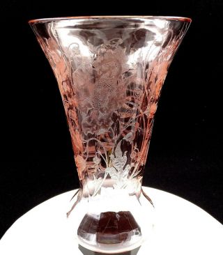 Paden City Glass 184 Rare California Poppy 11 3/4 " Cheriglo Pink Vase 1930 