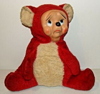 Vintage 1961 Rushton Sad Crying Pouting Rubber Face Baby Bear Stuffed Animal Toy
