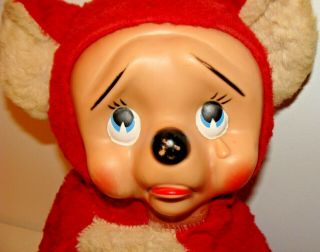 VINTAGE 1961 RUSHTON SAD CRYING POUTING RUBBER FACE BABY BEAR STUFFED ANIMAL TOY 2