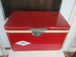 Vintage 1950s Coleman Diamond Series Red And White Cooler W/bottle Openers