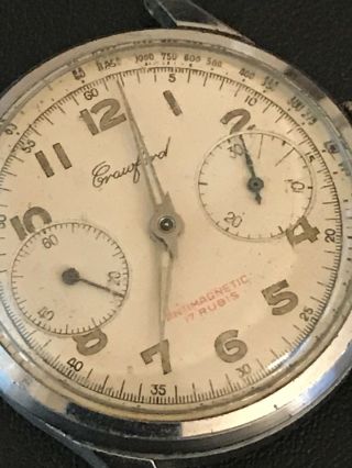 Rare Landeron 51 Crawford Chronograph Buttes Watch Co Or Restoration 8