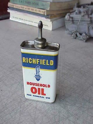 Vintage Richfield Household Oil Can Lead Top Beauty 1950s