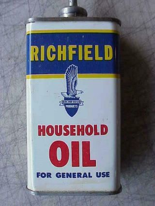 Vintage Richfield Household Oil Can Lead Top Beauty 1950s 2