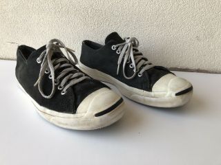 Vintage 1970 - 80’s Converse Jack Purcell Made In Usa Mens 8.  5 - 9 Black Suede Shoes