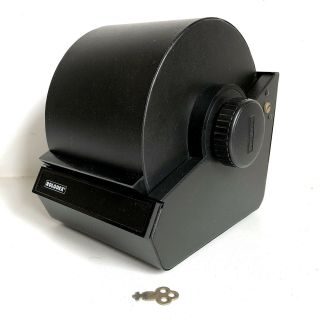 Vtg Black Rolodex Card File Model 2254d Metal Locking Retractable Cover One Key