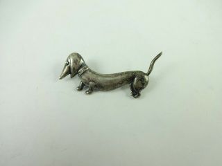 Vintage Horacio De La Parra Mexico Sterling Silver 925 Dachshund Dog Brooch Pin