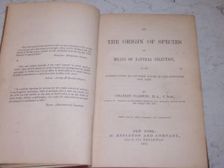 On The Origin Of Species Charles Darwin 1871 D.  Appleton And Company Rare Book