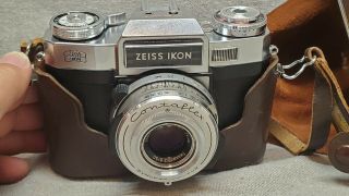 Vintage Zeiss Ikon Contaflex Synchro Compur 35mm Camera Tessar With Case 2.  8