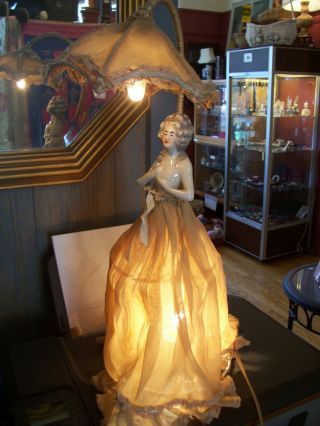 19 " Boudoir Doll Half Lady Lamp C.  1920 