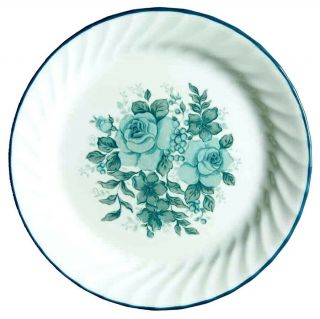 Vintage 1997 Corelle Blue Velvet,  Elegant Rose 9 " Luncheon Plates - Set Of 8 - Vgc