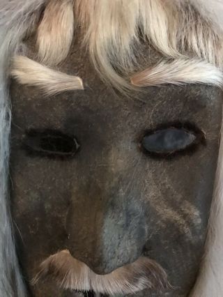 Antique/Vintage Inuit Hide And Fur Mask 4