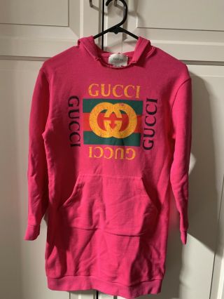 Authentic Gucci Vintage Inspired Dress Hoodie Pink Colour Size 10 Kids