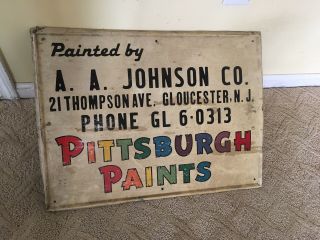 Vintage Pittsburgh Paints Metal Yard Sign 17 X 23