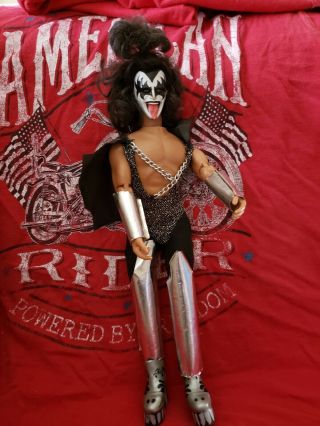 Vintage Gene Simmons Mego Kiss Doll 1977 With Cape & In.