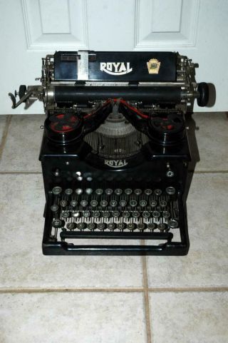 Vintage Antique Royal Desk Typewriter Model 10 Beveled Glass Side Panels 1929