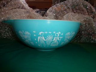 Set Of 4 Vintage Pyrex 441 - 444 Blue Amish Butterprint Cinderella Mixing Bowls