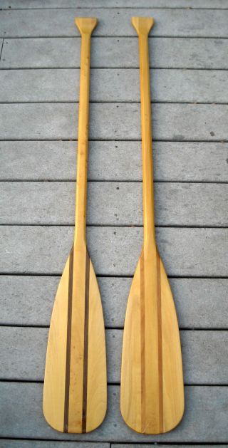(2) Caviness Woodworking Co Feather Brand Wood Oars Paddles 54 
