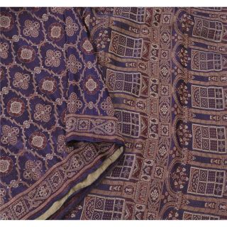 Sanskriti Vintage Blue Heavy Saree Pure Satin Silk Banarasi Brocade Fabric Sari 2